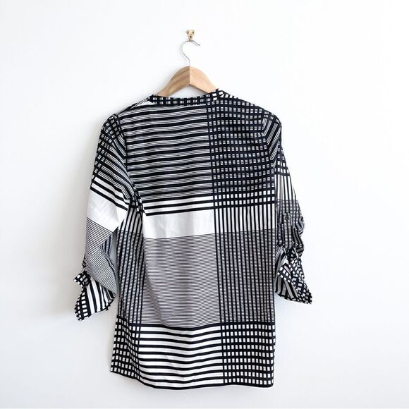 Calvin Klein Blouse High-Low Tunic Women's S Black White Pullover Side Slits - Picture 2 of 8